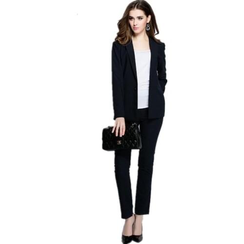 Women Pant Suits Office Uniform fashion lady OL vocational suit black long sleeve business formal occasions women custom suit