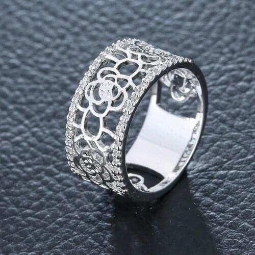 Solid 925 Sterling Silver Hollow Out Simple Rings for Women Engagement Wedding Party Classic Romantic Fine Jewelry Luxury Gift