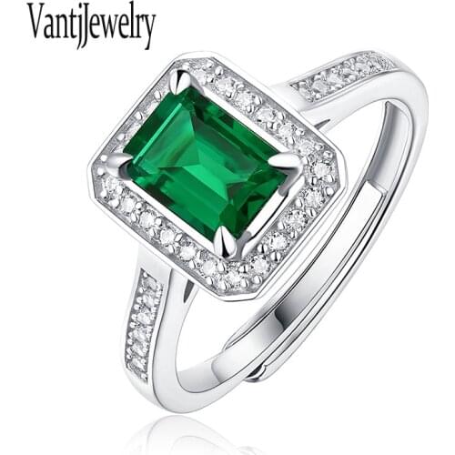 Elegant Lab Grown Emerald Ring Sterling 925 Silver Created Gemstone 5*7mm 1Ct for Women Wedding Engagement Birthday Jewelry Gift