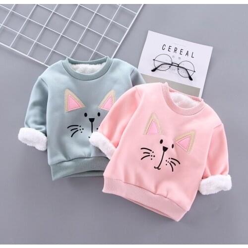 IENENS Winter Baby Girls Cotton Clothes Padded Pullovers Clothing Toddler Boy Sweatshirts Kids Infant Cartoon Hoodies T-shirt