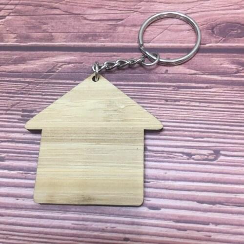 10pcs real bamboo natural bamboo key chain blank wooden keyring keychain