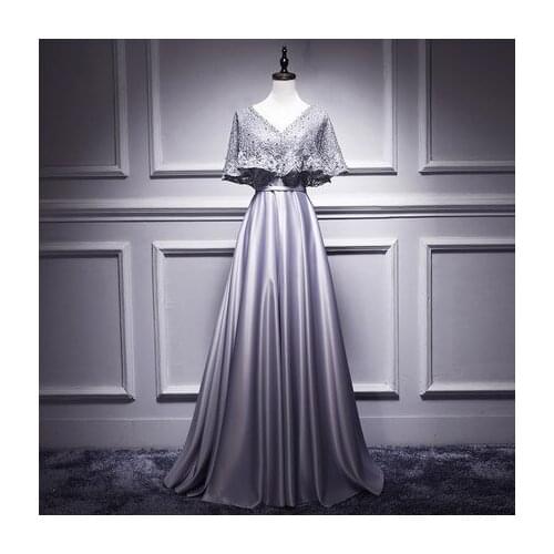 100%real silver grey beading lace cloak collar long dress queen Victoria/customs size/stage performance/studio