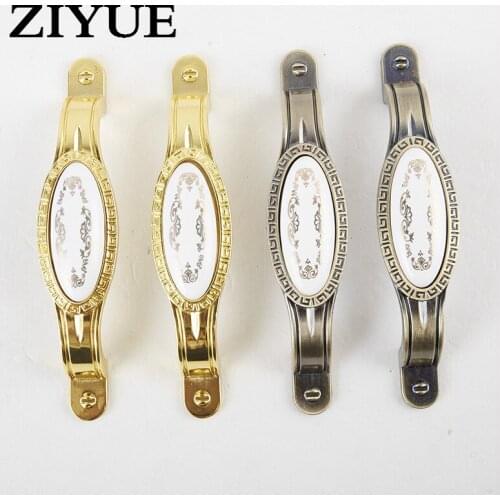 2PCS/LOT Free Shipping European Classical Pastoral Style Gold Antique Furniture Antique Cabinet Handle