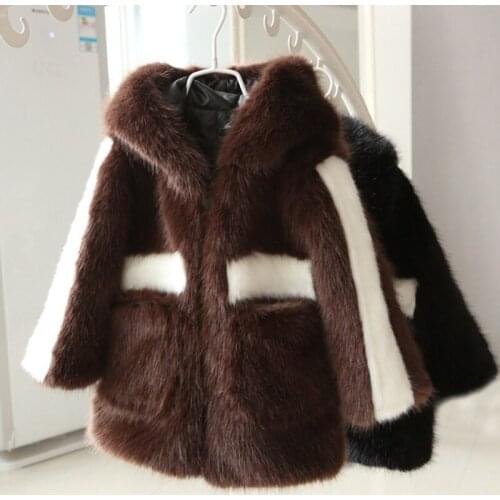 2018 Autumn Winter jacket for Childrens Boys Girls Waistcoat black Imitation Fur Kids Faux Fur Coat warm Thick Hooded Clothes