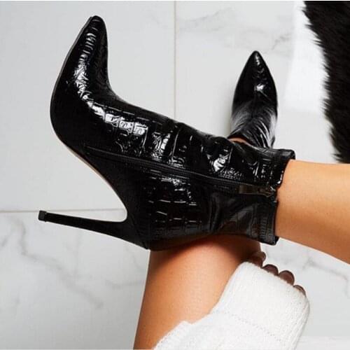 2019 hot style pointed snakeskin sexy stilettos 35 to 42 yards perennial spot high-heeled boots