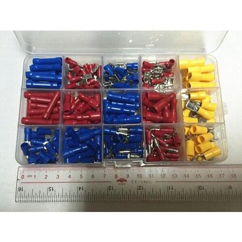 225Pcs Assorted Crimp Spade Terminal Insulated Electrical Wire Connector Kit Set