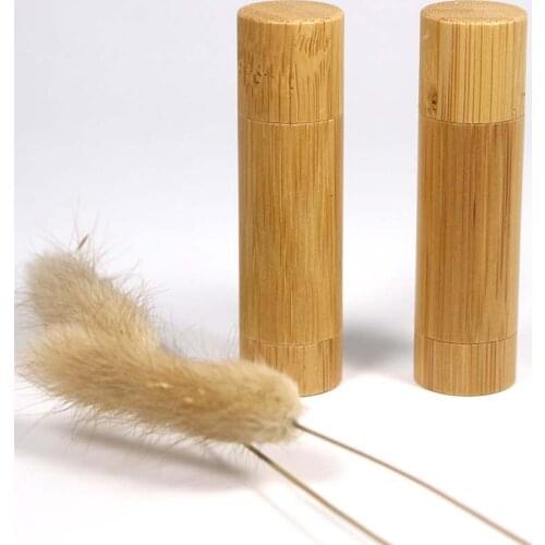 5pcs Round Natural Bamboo Lip Balm Container Lipstick Tube DIY Cosmetic Makeup Lip Stick tube
