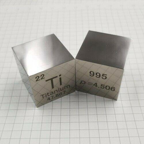 99.5% High Purity Titanium Metal Ti Carved Element Periodic Table 1" Cube