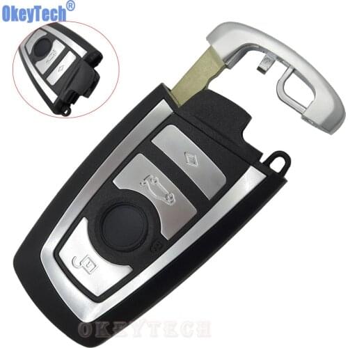OkeyTech 4 Buttons Smart Remote Key Case Shell For BMW 5 7 Series with Emergency Blade Keyless Entry Fob Car-Styling Alarm Cover