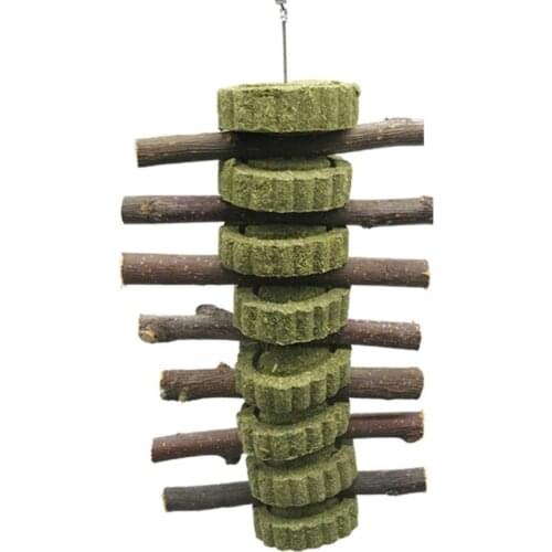 Wooden Hanging Chinchilla Pet Supplies Chewing Toy Guinea Pigs Hamster Rabbit Cage Accessories Handmade Teeth Grinding