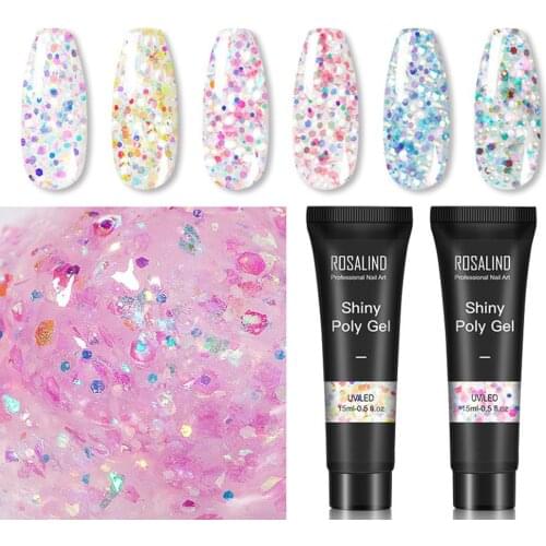 ROSALIND 15ml Shiny Nail Extension Tips Glue Builder UV Gel Poly Manicure Decor Colorful Nail Gel Polish DIY Nail Art