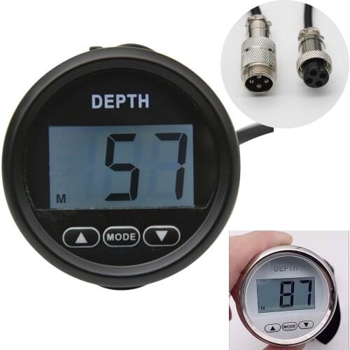 Digital Depth Gauge with Sensor 52MM Gauge White Backlight for Marine Boat Car Auto Depth Gauge Alarm 12V Boat Accessories