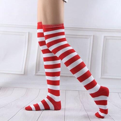 Fashion Women Striped Stockings Girls Thigh High Stocking Sexy Striped Over the Knee Socks Anime Cartoon Cosplay Stockings Party