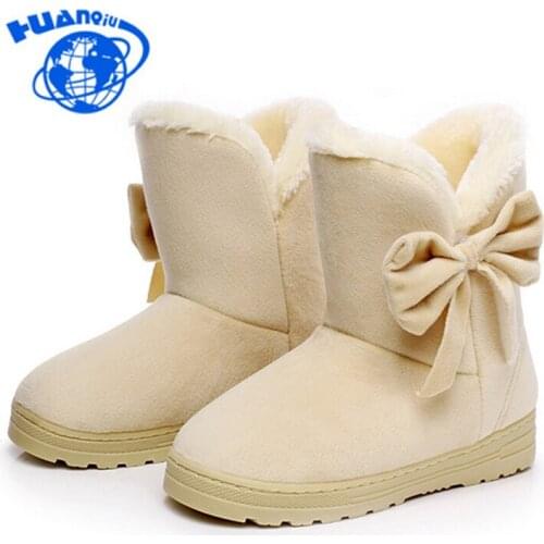 HUANQIU 2017 Women Snow Boots Cute Bowtie Warm Fashion Snow boots women winter shoes butterfly dropshipping factory Cheap ST217