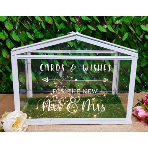 Card and Wishes Personalisation wall decal Wedding Sign vinyl wall sticker new couple wall decor HJ553