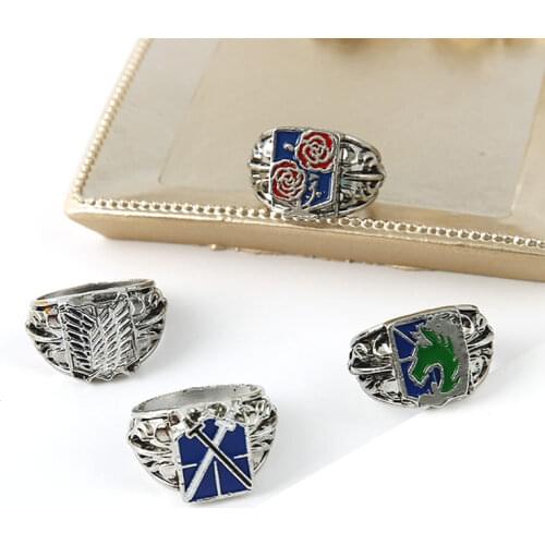 New Anime Attack on Titan Ring Wings Of Liberty Flag Finger Rings Women Men Cosplay Accessories Fashion Jewelry Size 9
