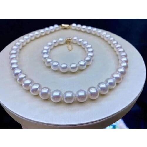 D1002 Pearl Set Fine Jewelry Almost Round 10-11mm Nature Fresh Water White Pearls Jewelry Sets for Women Fine Presents