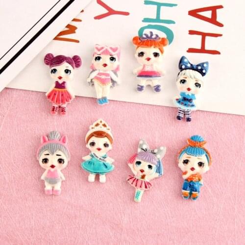 Colorful Resin Cabochon 14*24mm Cute Girl Image Printing Flatback Clay Beads Charm Ornament Accessories Cameo Beads 40pcs