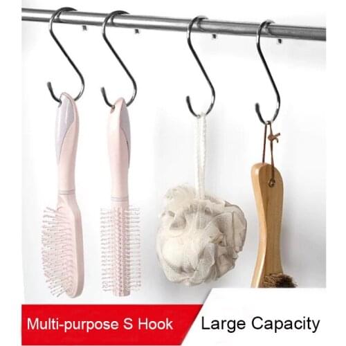 10Pcs S-Shape Hook Kitchen Railing S Hanger Hook Clasp Holder Stainless Steel Hooks For Hanging Clothes Handbag Hook