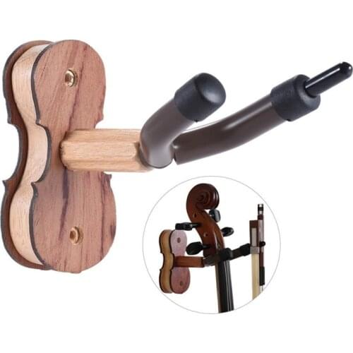 Hardwood Violin Hanger Hook with Bow Holder for Home & Studio Wall Mount Use Burlywood Color