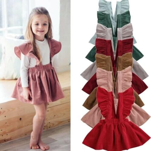 Citgeett Summer Fashion Toddler Baby Girls Ruffles Sleeveless Corduroy Tutu Dress Winter Outfits 1-6 Y