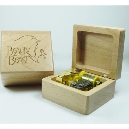 Handmade Nature wood burning-tec beauty and the beast music box