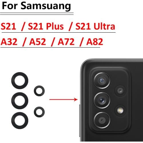 New Back Rear Camera Glass Lens For Samsung A32 A52 A72 A82 S21 Plus S21 Ultra With Adhesive Repacement Parts