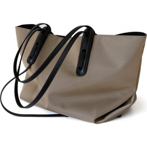 New Large Capacity Classic Tote Bag Oxford Cloth And Cowhide Womens Single Shoulder Bag Japan Style Vintage Composite Bag