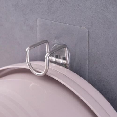 New Wall Mounted Strong Adhesive Hook Door Sticky Hanger Wall Hook Wash Kitchen Steel Holder Bathroom Holder Basin S6R4