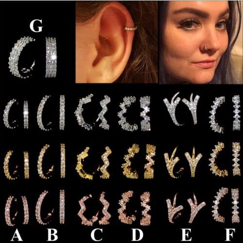 1PC 6/8mm Brass&Cz Nose Hoop Helix Cartilage Earring Daith Snug Rook Tragus Ring Ear Piercing Jewelry