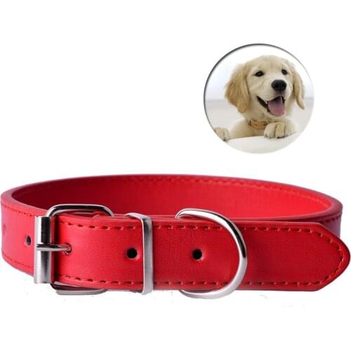 11Colors Pu Leather Pet Dog Cat Collars Adjustable Buckle Basic Small Pet Puppy Neck Strap Size XS S M L Cheap Collar