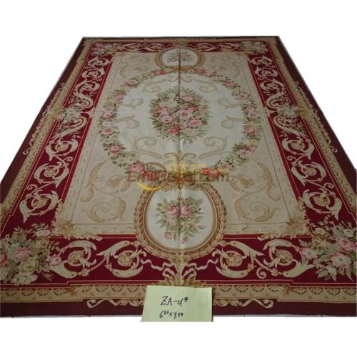 STUNNING PASTEL Camel Beige French Scroll Roses Gorgeous Aubusson Carpet 200x300CM'6.56x9.84' za-01gc147aubyg30