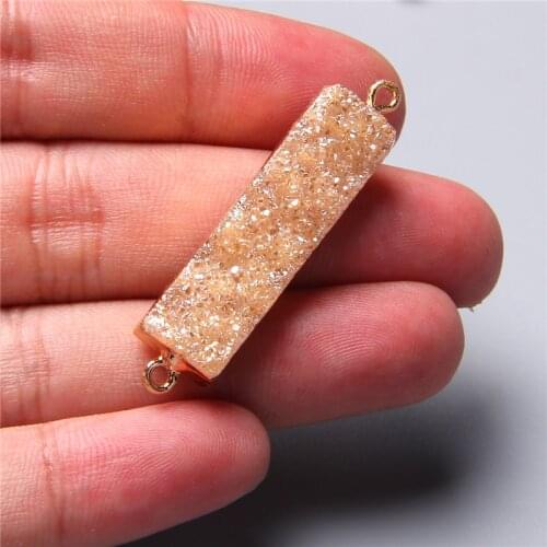 Handmade quartz pendant female connector gems crystal agates druzy necklace drop pendant women rectangle pendant jewelry diy