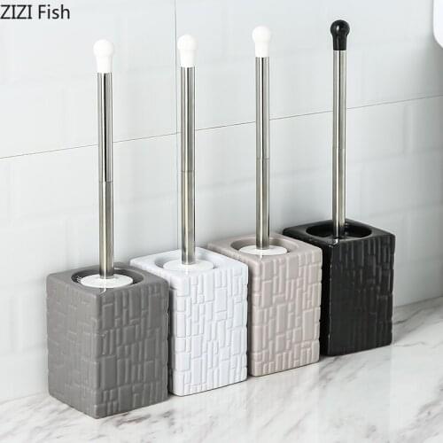 European Simply Stainless Steel Toilet Brush Ceramic Base Washroom Clean Tools Free Punching Household Bathroom Accessories