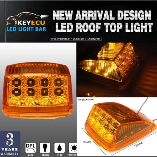 KEYECU 1 PC Amber 17LED Roof Running Top Clearance Reflector Lights for Kenworth Peterbilt Freightliner Mack