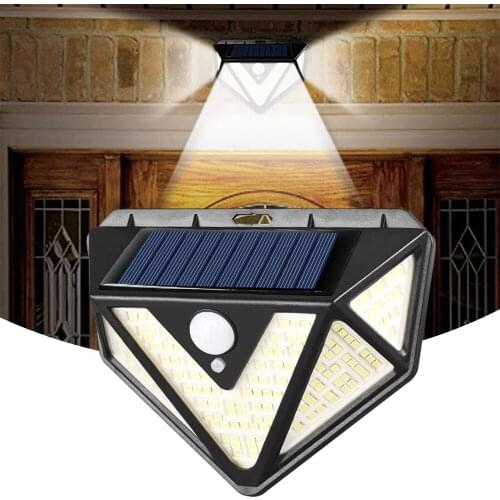 166 LED Solar Light Outdoor Solar Lamp Powered Sunlight 270 Wide Angle Waterproof PIR Motion Sensor Street Light For Garden