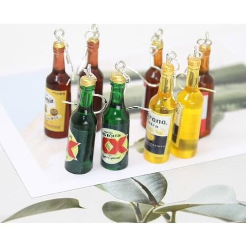 Yamily 1pair/Resin Women Wine Glass Drop Earrings Simulation 3D Mini Beer Cup Bottle Dangle Earrings For Grils Jewelry Gifts