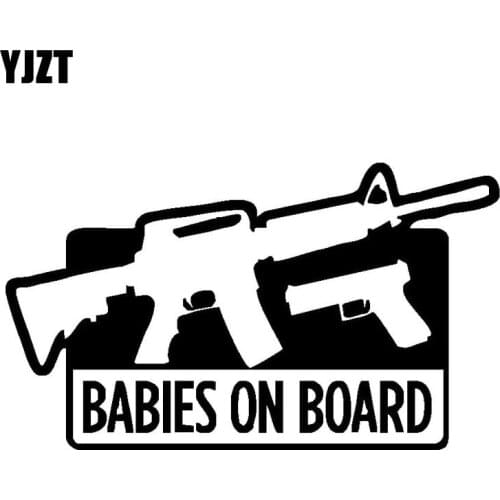 YJZT 9.7X17.8CM BABIES ON BOARD Pro Gun Fun Vinyl Car Sticker Motorcycle Decal Car-styling S8-0001