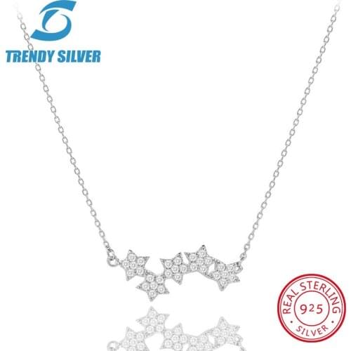 925 sterling silver necklace chain for women woman rose gold plated pendant jewelry pave CZ star