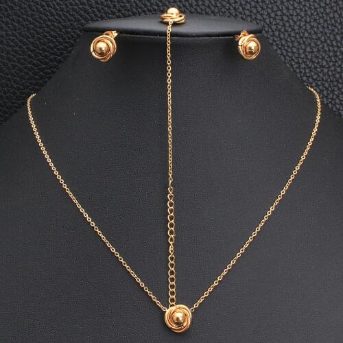 Fashion Stainless Steel Vintage Jewelry Gold Silver Color Plated Chain Necklace Bracelet Earrings Sets For Women SGIKBFAI
