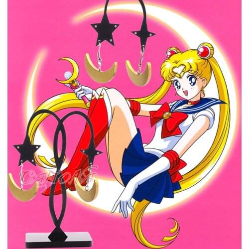 Women Halloween Accessory Pierced Earrings Tsukino Usagi Princess Serenity Cosplay Costume Accessory Girls Moon Dangle Earrings