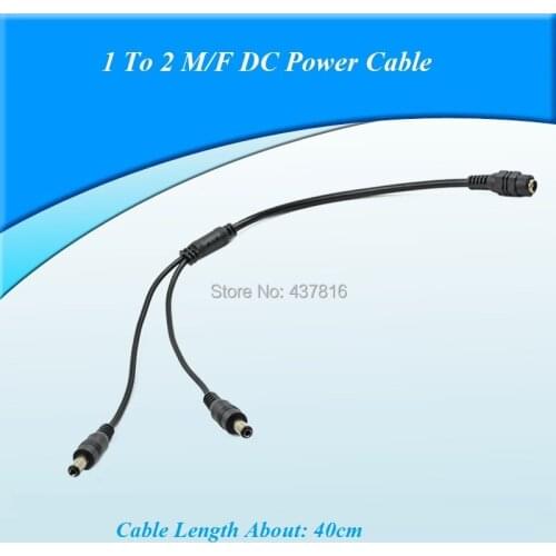 1pcs/lot DC Power Cable 5.5x2.1mm 1 DC Female to 2 Male DC Power Cord for CCTV Camera