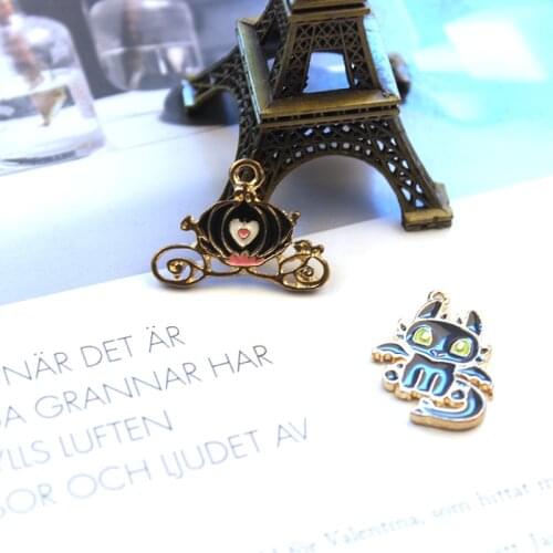 10PCS Kawaii Cat Pumpkin Car Enamel Pendants Charms Oil Drop Floating Charms Fit DIY Earring Bracelet Jewelry Accessories YZ655