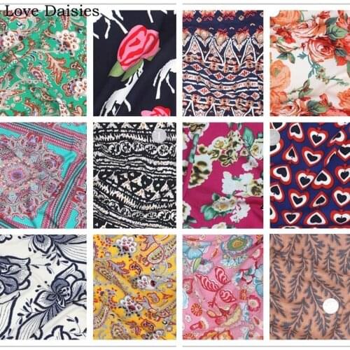 100% Rayon Flower Horse Rose Paisley Leaves Heart Bohemia Thin Soft Smooth fabric for Summer Dress Shirt Blouse Nightdress