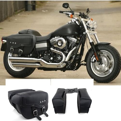 2Pcs Motorcycle Waterproof PU Leather Saddle Bag Large Size Side Luggage Tool Bags For Harley Prince Cruise Motorbike