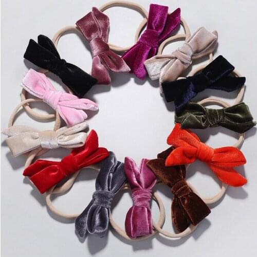 3pcs Lovely velvet headbands for girls cute bows nylon headband soft elastic headband for kids Christmas gift Hair Accessories