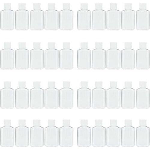 40 PCS 2 Oz 60 Ml Clear Refillable Flip Top PET Plastic Travel Bottle Container