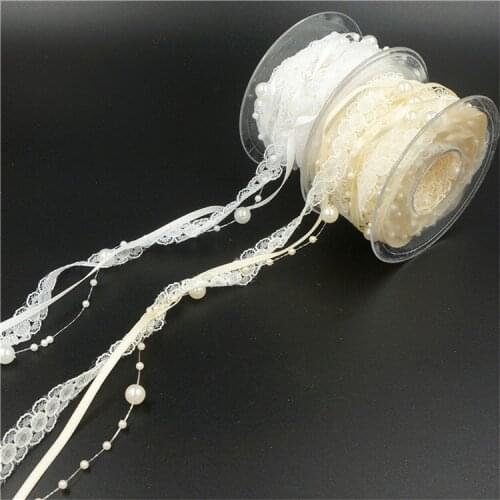 5M Pearl Lace Ribbon For Wrapping Christmas Party Home DIY Gift Packaging Wedding Decoration Tapes Ribbons Supplies Crafts