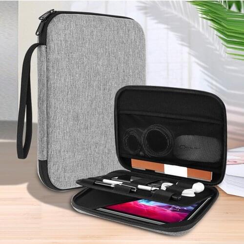 9.7-11 Inch Lightweight Quake Resistance EVA With Zipper Holder Durable Carrying Case Square Grey Dual Tablet Storage Bag Hard