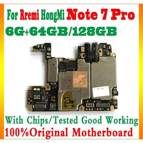 Free shipping Original For Xiaomi Redmi Hongmi Note 7 Pro Motherboard 64GB 128GB logic Circuit Board Plate Tested Good working